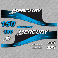 Mercury 150hp EFI SaltWater V-6 outboard engine decals BLUE sticker set